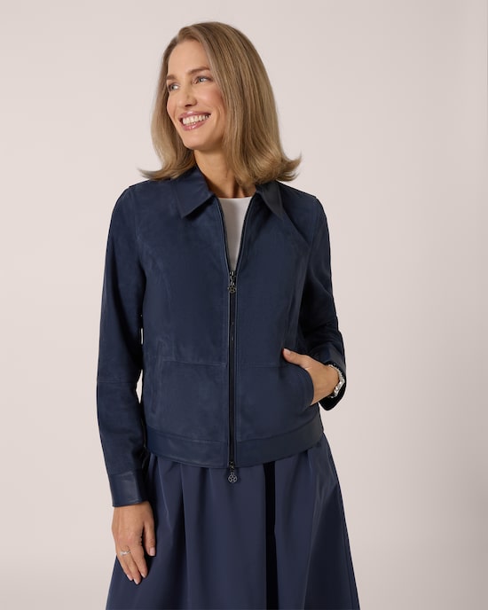 Produktabbildung für Velourslederjacke mit Kragen