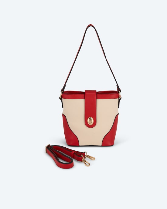 Produktabbildung für Canvas Tasche mit Fake-Leather-Dekor