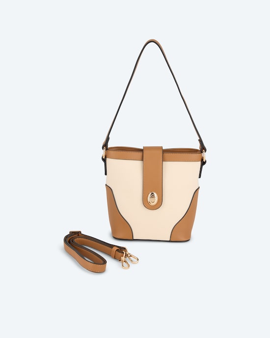 Produktabbildung für Canvas Tasche mit Fake-Leather-Dekor