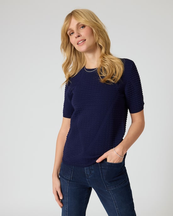 Produktabbildung für Kurzarmpullover mit Struktur
