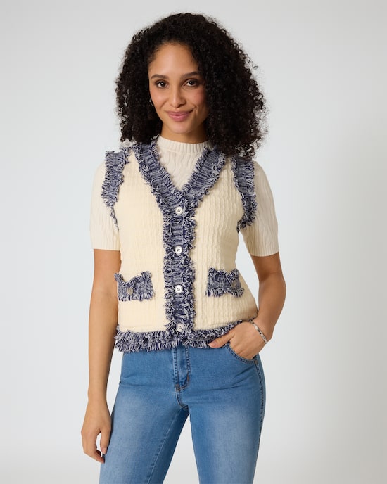 Produktabbildung für Strickweste mit Kontrast