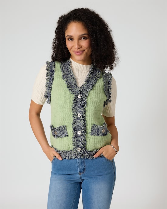 Produktabbildung für Strickweste mit Kontrast