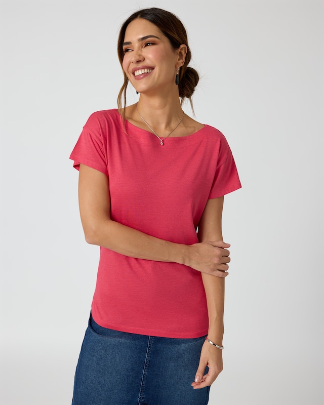Shirt mit U-Boot-Ausschnitt
