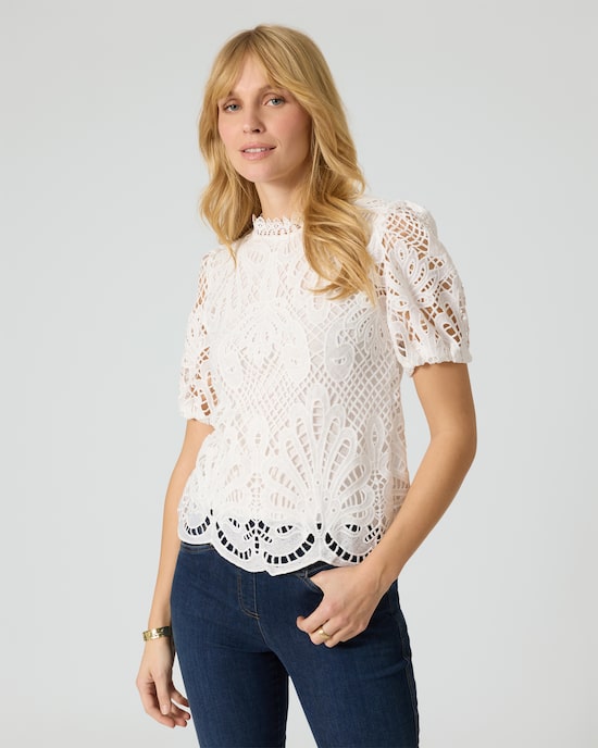Produktabbildung für Blusenshirt mit Spitze