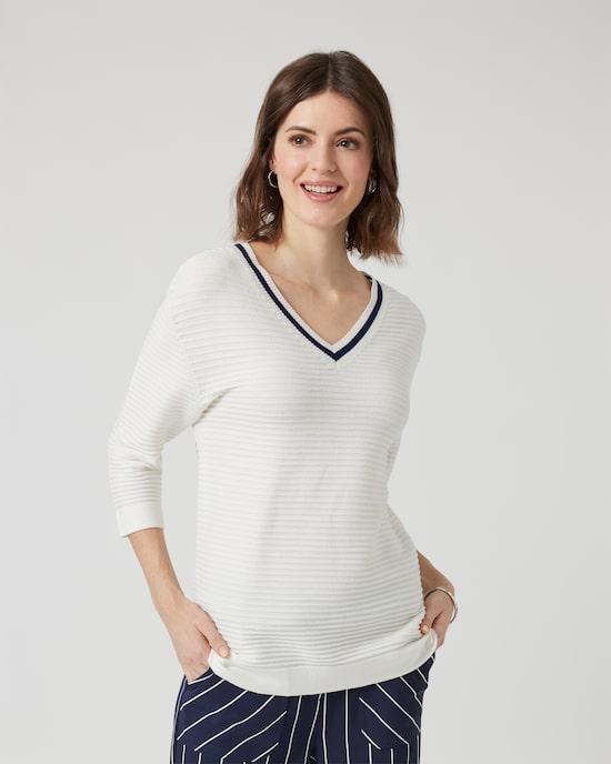 Produktabbildung für Pullover gerippt mit V-Ausschnitt