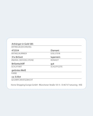 Produktabbildung 5 für Brillant-Anhänger 0,50 ct
