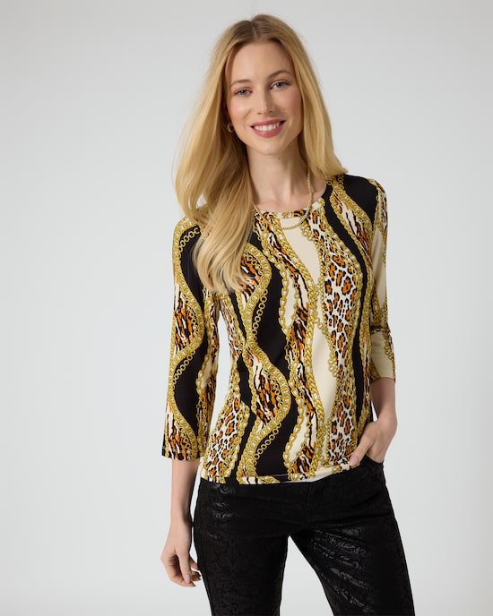 Produktabbildung für Shirt mit Animal-Druck-Mix