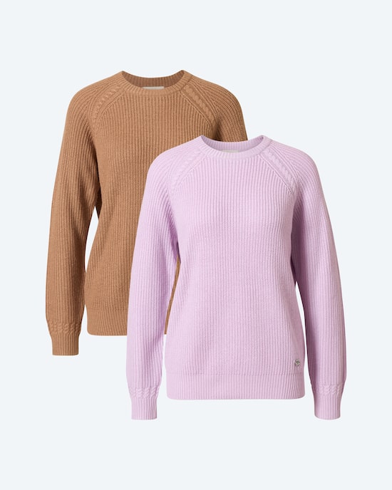 Produktabbildung für Doppelpack Pullover mit Zopf-Detail