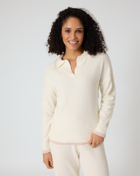 Produktabbildung für Polo-Pullover in Lammfell-Imitat