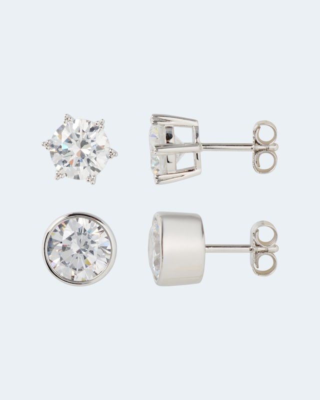 Ohrstecker-Set mit Zirkonia, 2 Paar