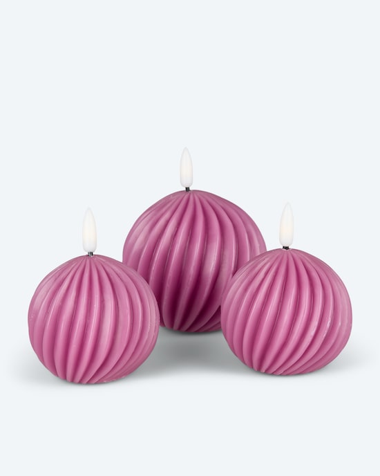 Produktabbildung für Rillen-Kugelkerze Glossy, 3tlg.