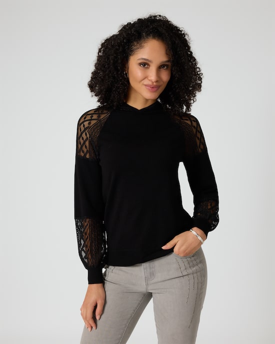 Produktabbildung für Kapuzenpullover mit Spitze