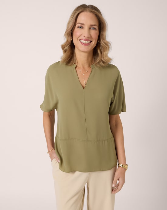 Produktabbildung für Kurzarm-Bluse mit Ziernäten