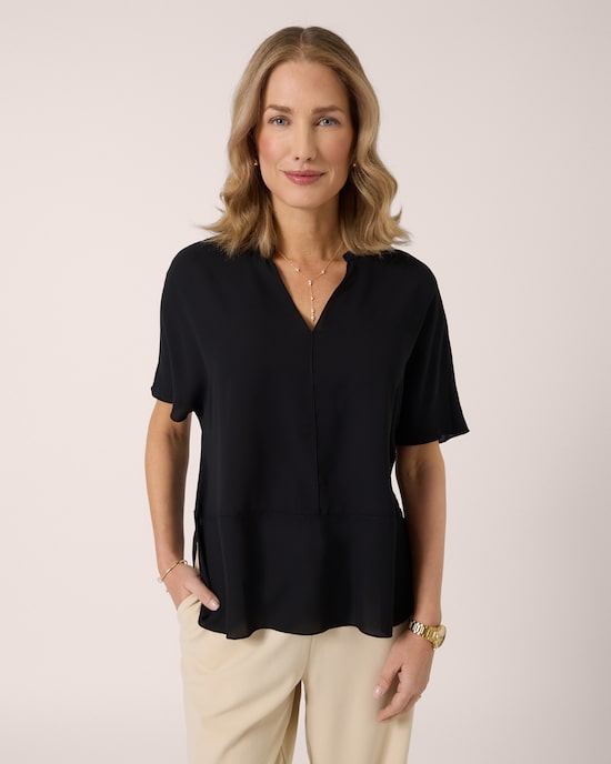 Produktabbildung für Kurzarm-Bluse mit Ziernäten