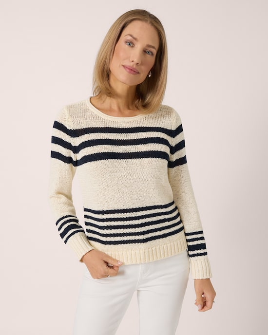 Produktabbildung für Bändchengarn-Pullover im Streifendesign