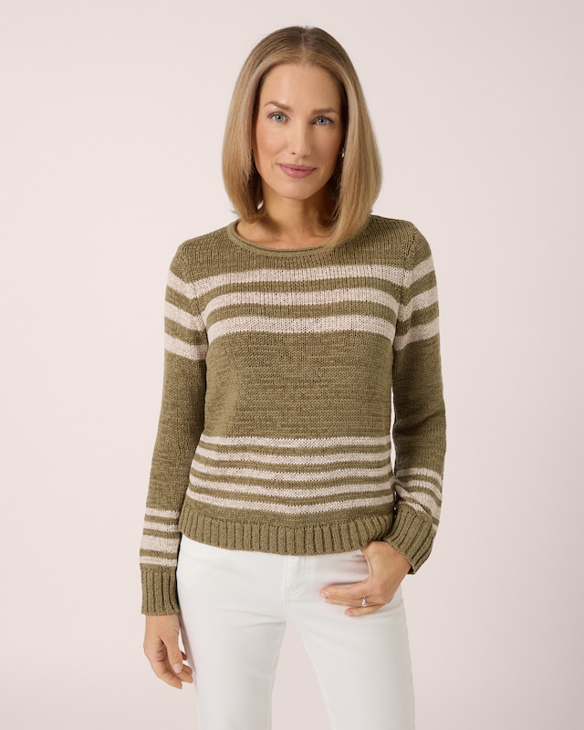 Bändchengarn-Pullover im Streifendesign