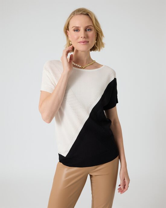 Produktabbildung für Kurzarmpullover in Bicolor-Optik