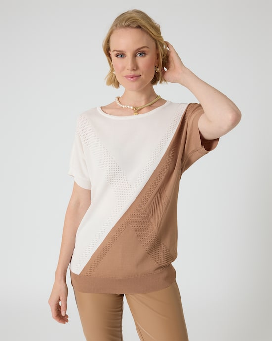 Produktabbildung für Kurzarmpullover in Bicolor-Optik