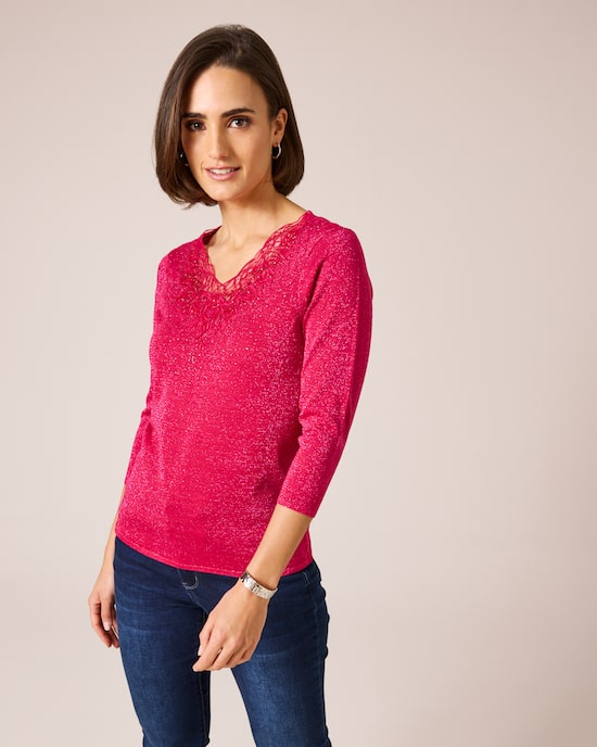 Produktabbildung für Glow Pullover mit Stickerei und Spitze