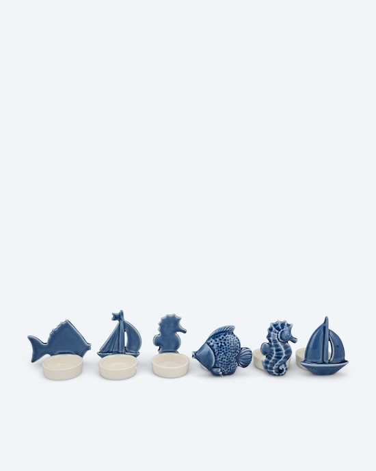 Produktabbildung für Keramik-Teelichthalter "Maritim", 6tlg.