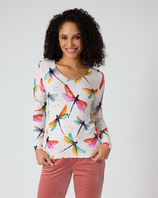 Produktabbildung für Pullover mit Libellendruck
