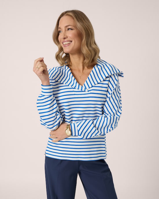 Produktabbildung für Pullover mit Streifen & Kragen