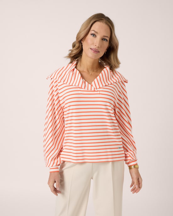 Produktabbildung für Pullover mit Streifen & Kragen