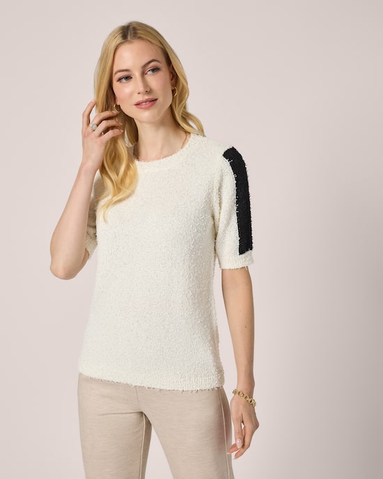 Produktabbildung für Kurzarm-Pullover mit Kontrast-Detail