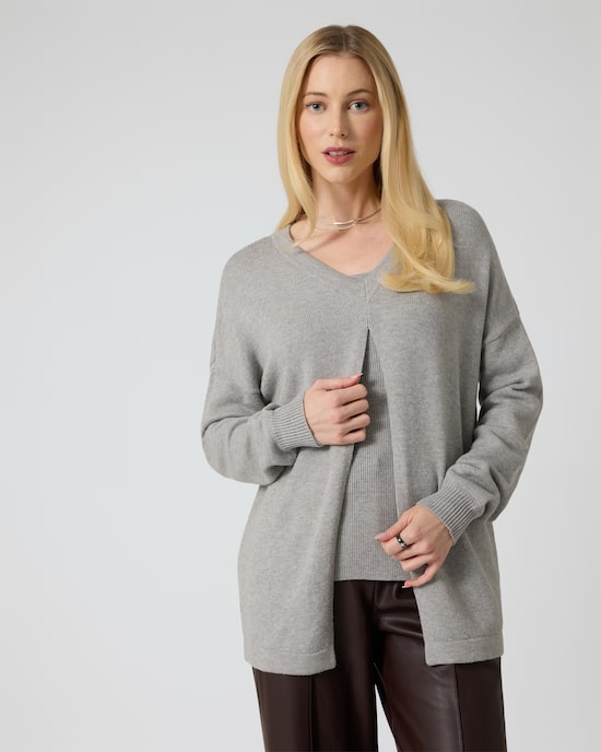 Produktabbildung für Doppelpack Pullover mit Schlitzdetail