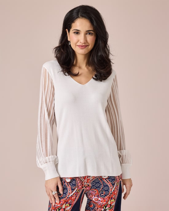 Produktabbildung für Pullover mit transparenten Ärmeln