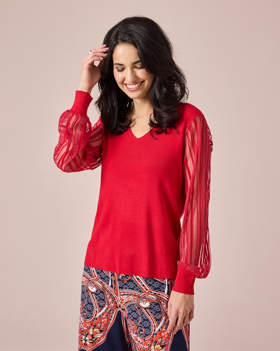 Produktabbildung für Pullover mit transparenten Ärmeln