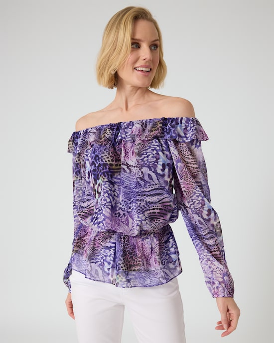 Produktabbildung für Bluse mit Carmen-Ausschnitt