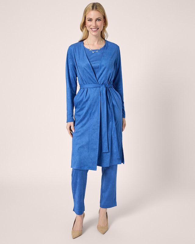 Faux Velours Long Cardigan
