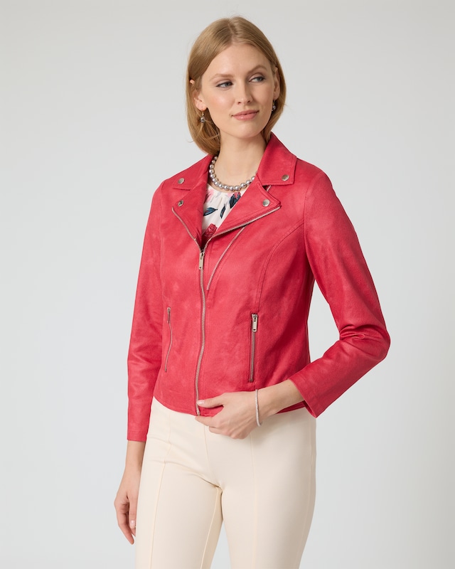 Jacke aus Velourslederimitat