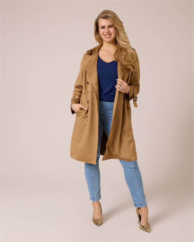 Trenchcoat in Velours-Optik