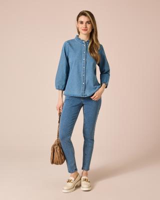 Produktabbildung 3 für Jeansbluse mit Stehkragen