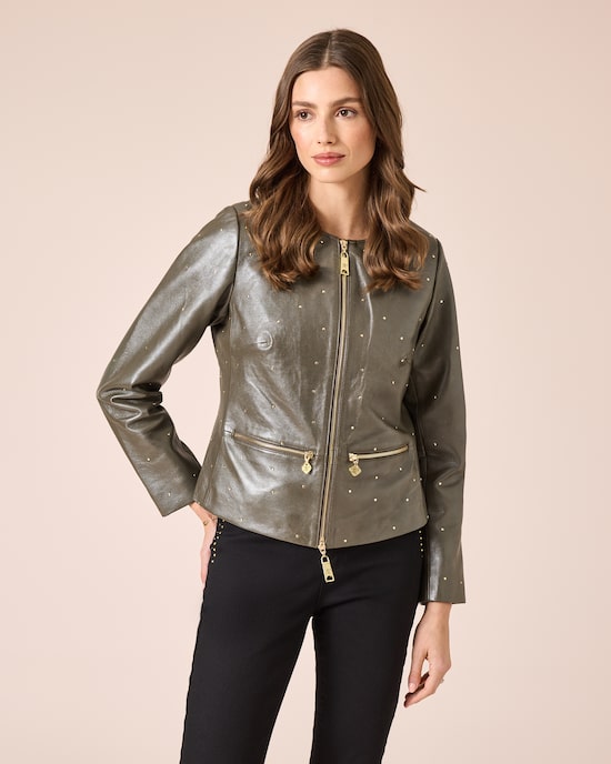 Produktabbildung für Lederjacke mit Nieten