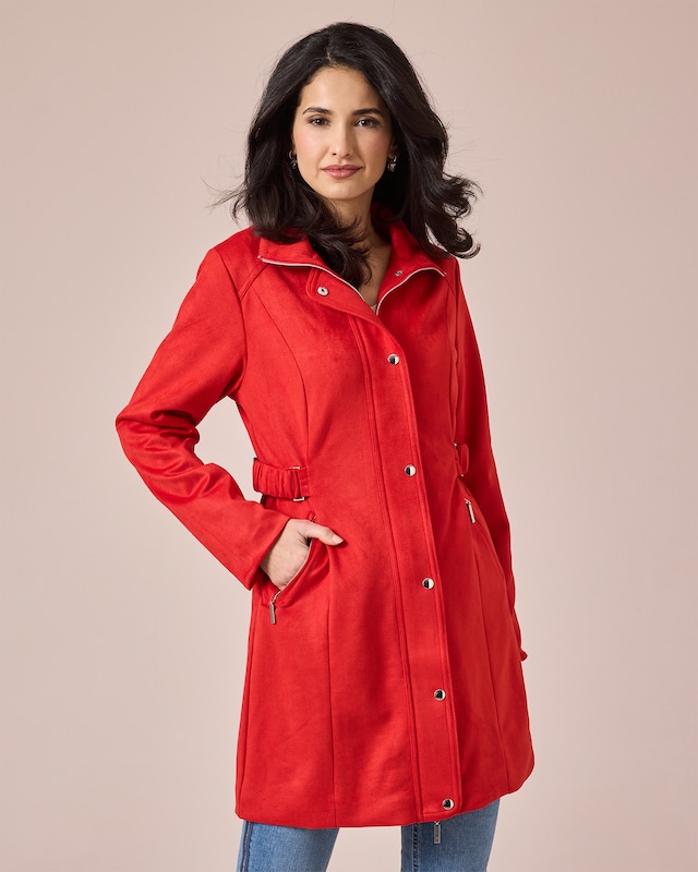 Longjacke in Velours-Optik