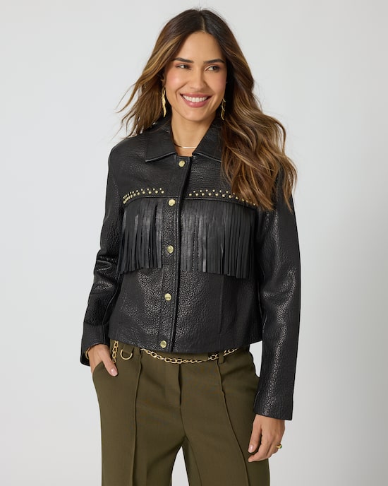 Produktabbildung für Lederjacke mit Fransen