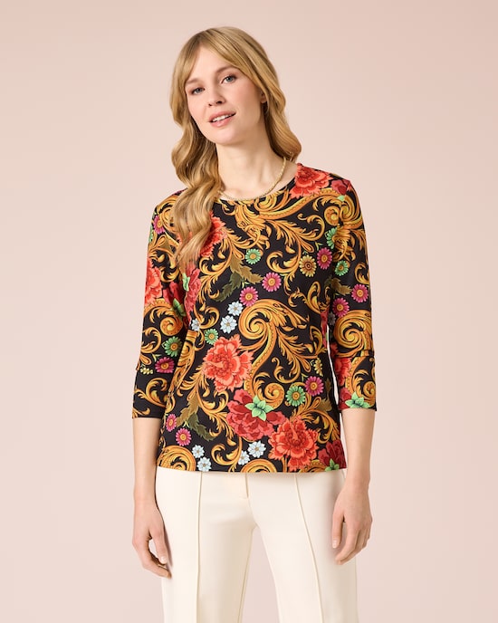 Produktabbildung für Shirt mit Blumen- und Paisley-Druck
