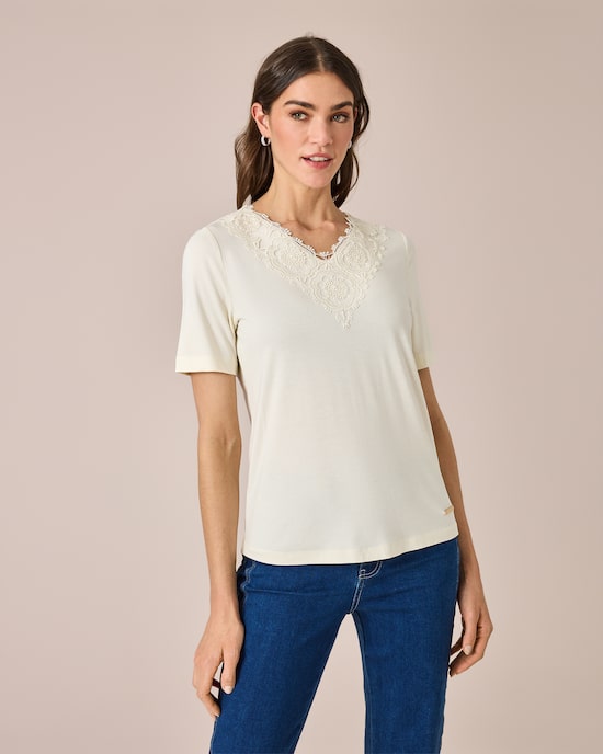 Produktabbildung für Shirt mit Spitzenbesatz