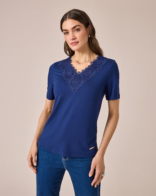 Produktabbildung für Shirt mit Spitzenbesatz