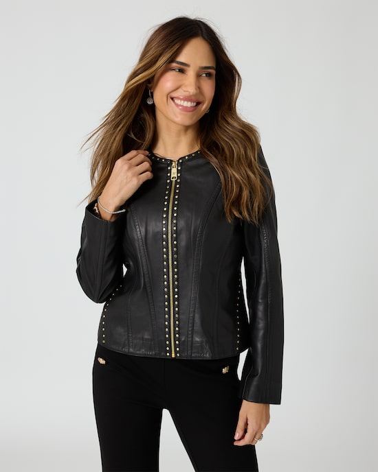 Produktabbildung für Lederjacke mit Nieten