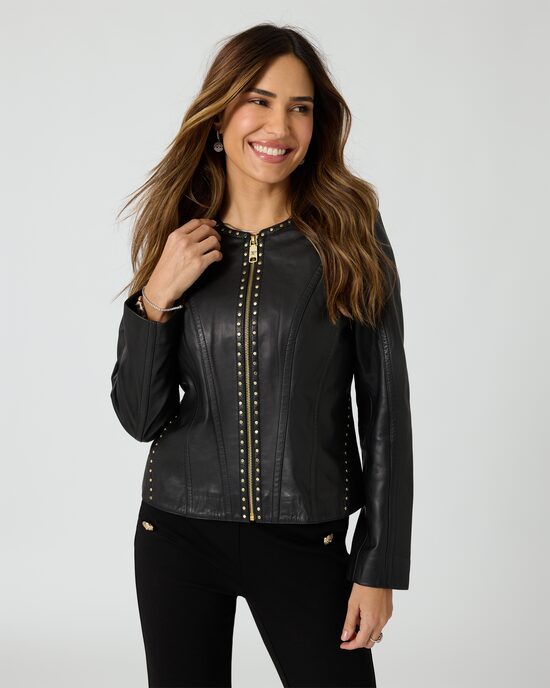 Produktabbildung für Lederjacke mit Nieten