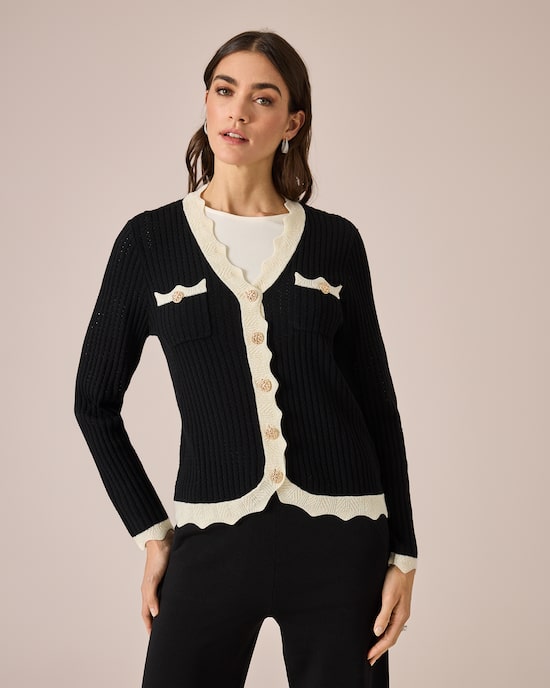 Produktabbildung für Cardigan mit Wellenkanten