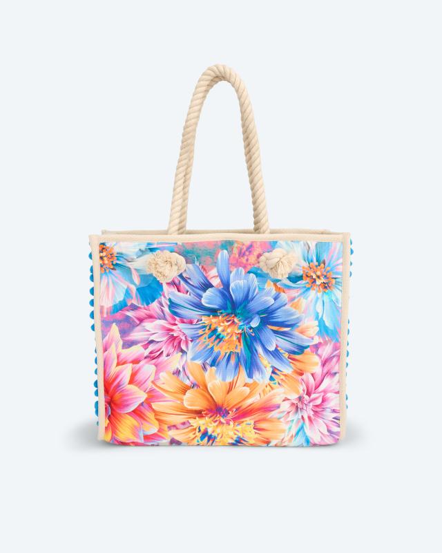 Strandtasche mit Blumendruck