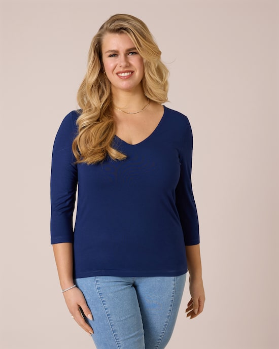 Produktabbildung für Basic-Shirt mit gedoppelter Front