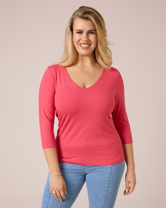 Produktabbildung für Basic-Shirt mit gedoppelter Front