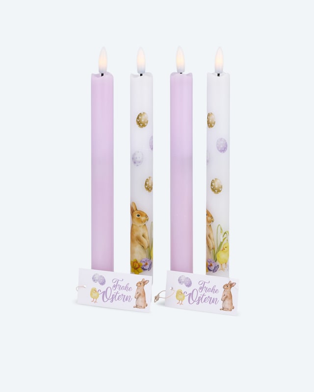 4 LED-Stabkerzen "Osterdesign" mit Geschenkbox