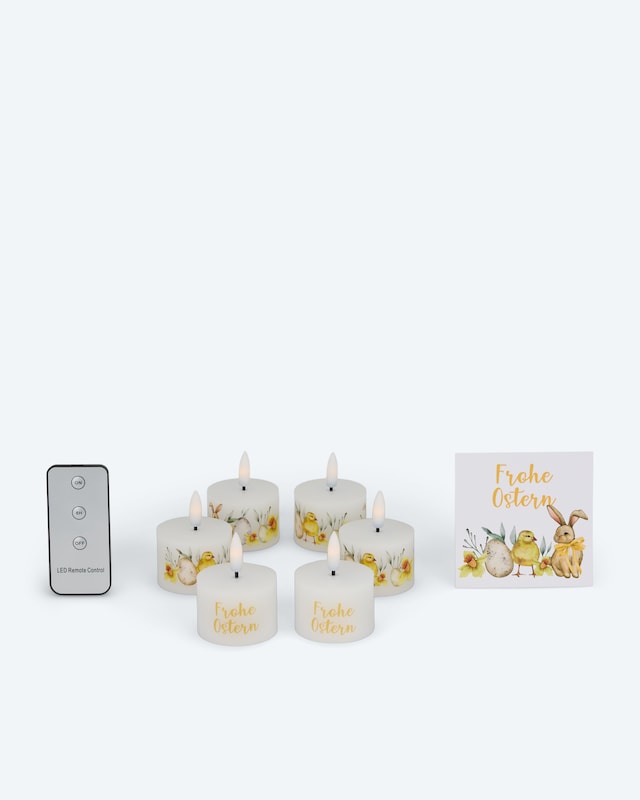 6 LED-Teelichter "Ostern" mit Geschenkbox